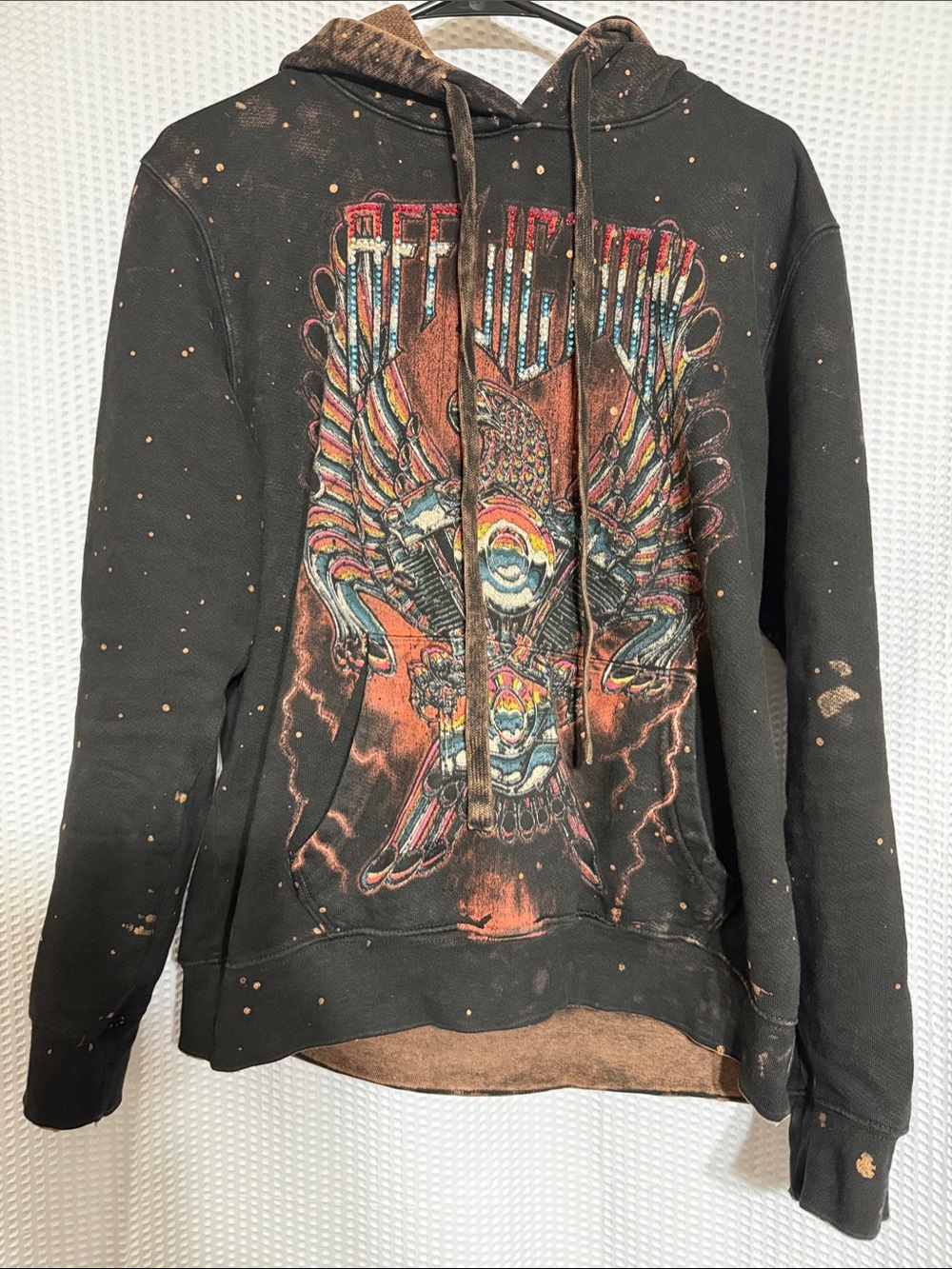 Affliction Hoodie with Vintage Eagle Print